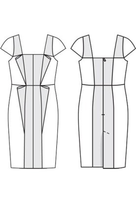 Выкройка Платье коктейльное с прямоугольным декольте (Burda 11/2011, № выкройки 125) (Burda 11/2011, № викрійки 125)