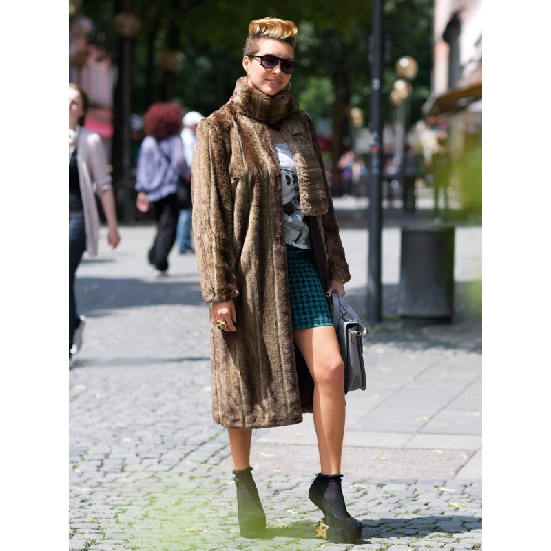 Pattern Fur coat with scarf...