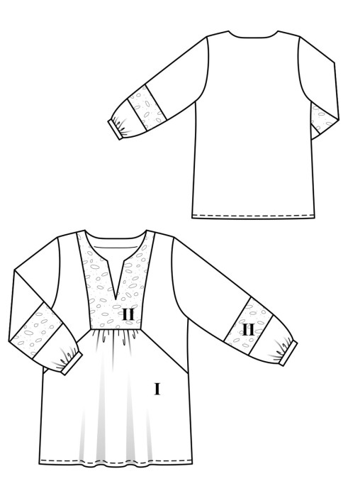 Pattern Tunic of spacious cut with plastron (Burda 4/2020, pattern number 126)