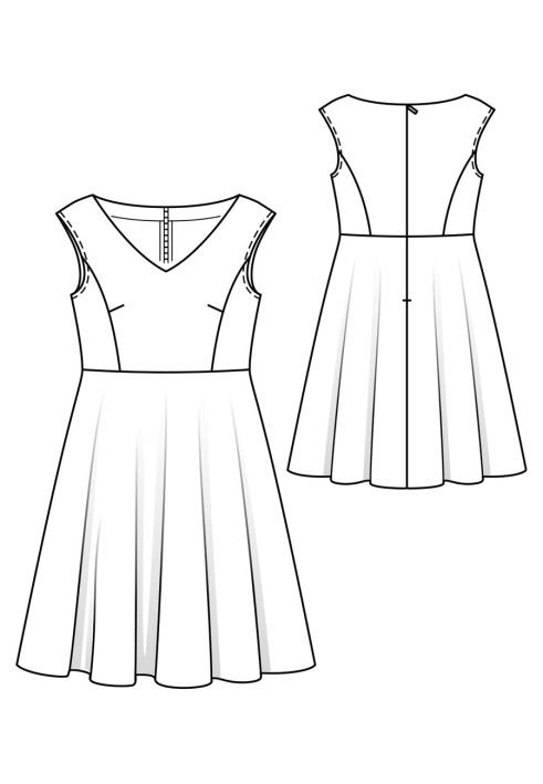 Pattern Dress cut-off with a wide skirt (Burda 6/2020, pattern number 125 A)