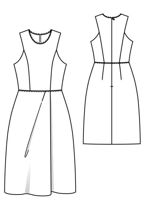 Pattern Dress cut-off with asymmetric folds (Burda 7/2020, pattern number 104)