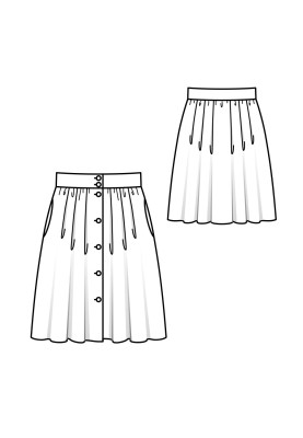 Pattern Skirt with a through fastening on a wide belt (Burda 4/2020, pattern number 115)