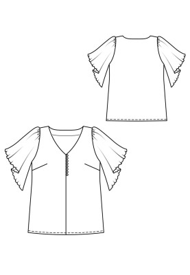 Pattern Blouse of a straight silhouette with winged sleeves (Burda 4/2020, pattern number 128)