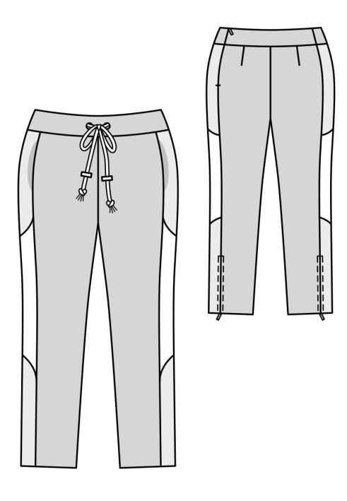 Выкройка Брюки в спортивном стиле с лампасами (Burda 10/2017, № выкройки 121)