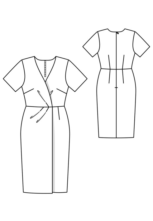 Pattern Dress with a narrow cut with a scent effect (Burda 4/2020, pattern number 119)