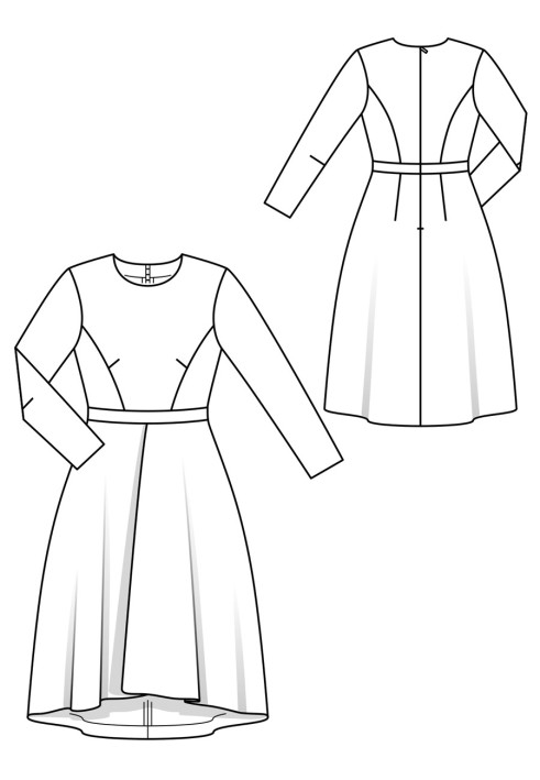 Pattern A cut-off dress with an asymmetrical skirt (Burda 11/2018, pattern number 103 B)