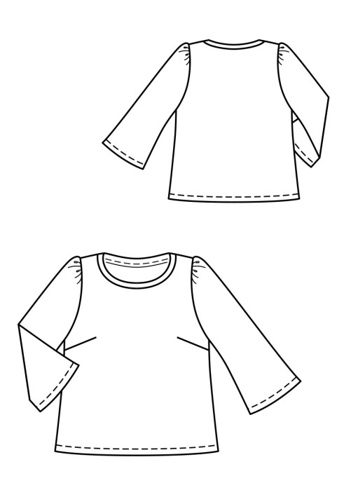 Pattern Blouse of simple cut with gathered sleeves (Burda 8/2020, pattern number 111 B)