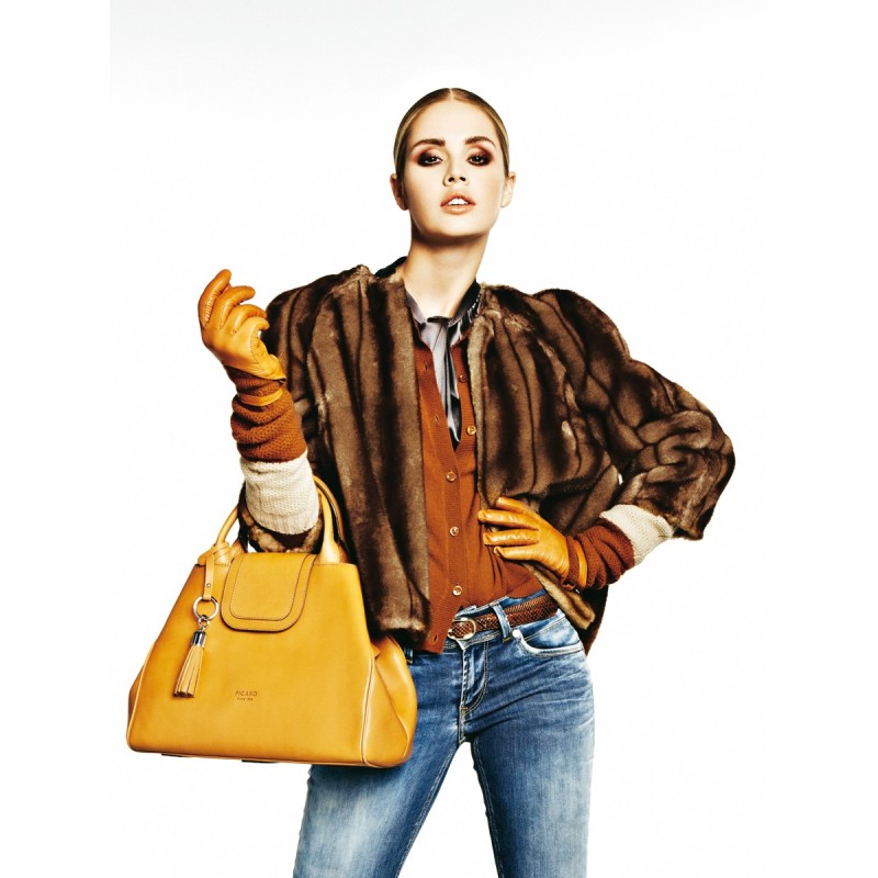 Pattern Fur jacket with 3/4...