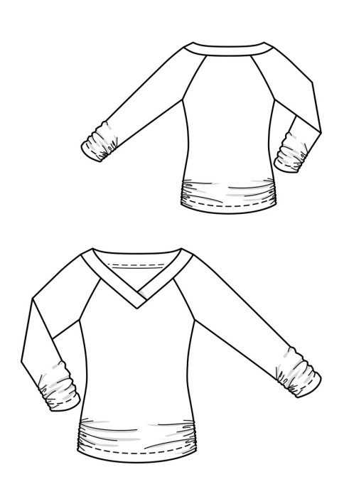 Pattern Pullover of a fitted silhouette with a wide bar on the neckline (Burda 8/2020, pattern number 104)