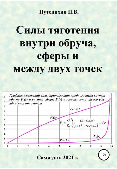 Силы тяготения внутри обруча, сферы и между двух точек