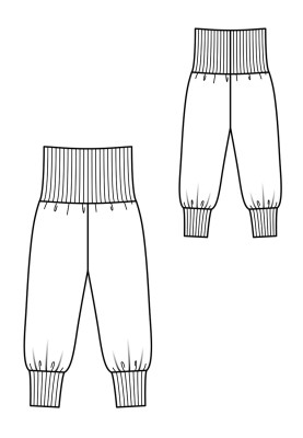 Выкройка Брюки на эластичном поясе и манжетах (Burda 10/2018, № выкройки 129)
