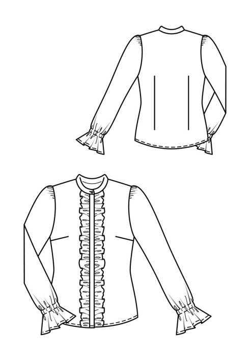 Pattern Blouse with frills in the style of the 70s (Burda 10/2020, pattern number 108)