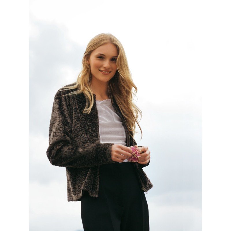 Pattern Fur jacket with...