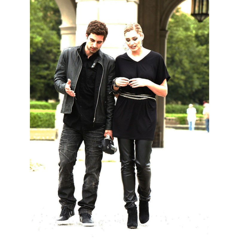 Pattern Pants with leather...