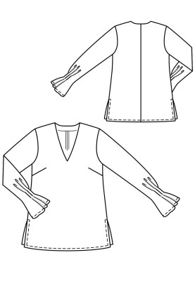 Pattern Blouse of a spacious cut with pleats on the sleeves (Burda 10/2018, pattern number 105 B)