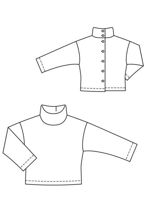 Pattern Pullover with a high collar and a fastener on the back (Burda 12/2019, pattern number 104)