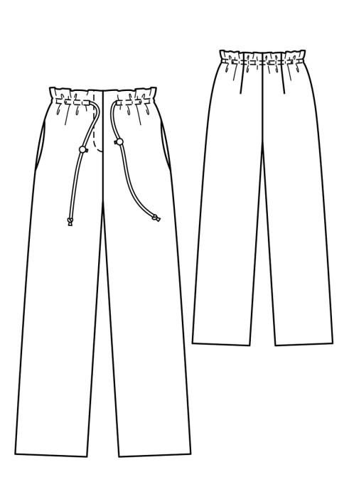 Pattern Straight-cut pants with drawstring around the waist (Burda 10/2019, pattern number 111 A)