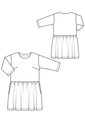 Pattern Dress of a simple cut with a wide skirt (Burda 4/2020, pattern number 108)