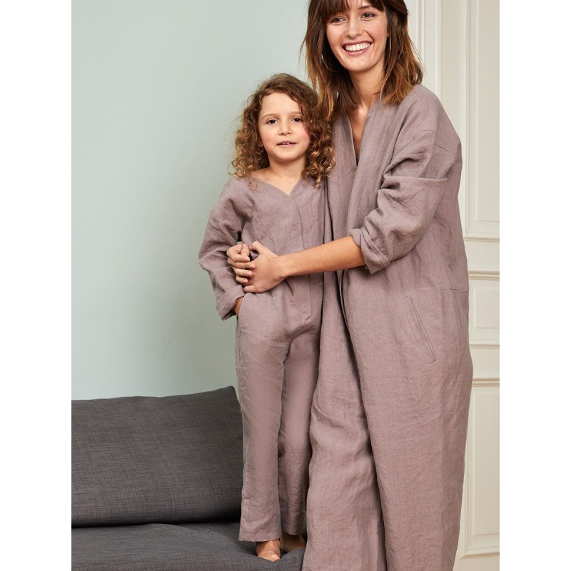 Pattern Linen overalls with...