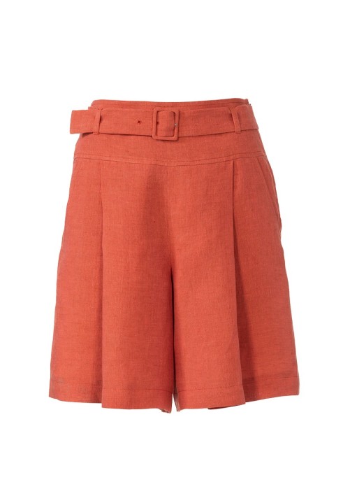 Pattern Linen bermuda shorts with pleats and a belt (Burda 4/2020, pattern number 112)