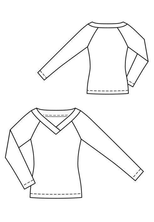 Pattern Pullover of a fitted silhouette with a wide neckline (Burda 8/2020, pattern number 103)