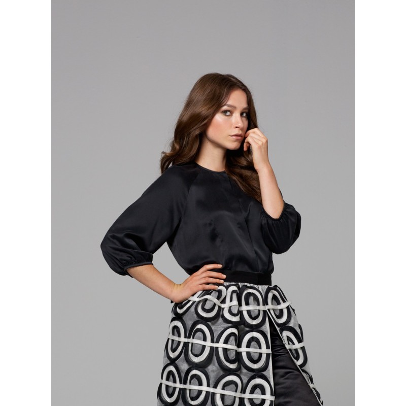 Pattern Silk blouse with...