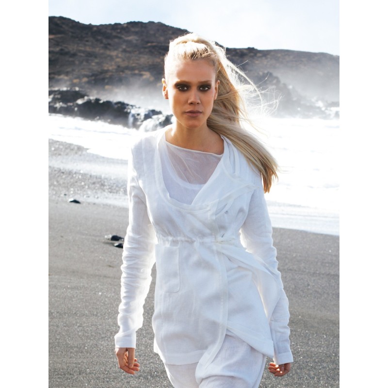 Pattern Linen jacket with...