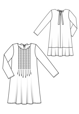 Pattern Straight-cut dress with pleats from the neck (Burda 12/2019, pattern number 106 B)