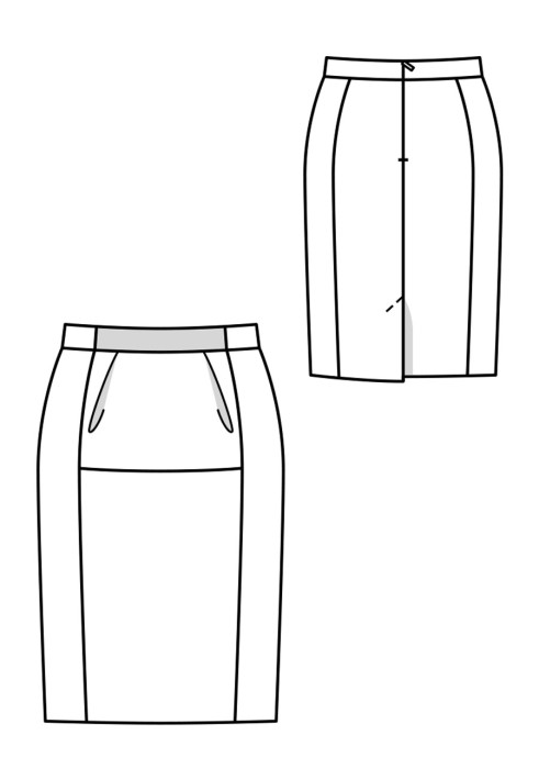 Выкройка Юбка-карандаш с косыми складками (Burda 11/2018, № выкройки 114 B)