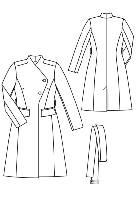 Pattern Coat of a fitted silhouette with a stand-up collar (Burda 10/2018, pattern number 107 B)