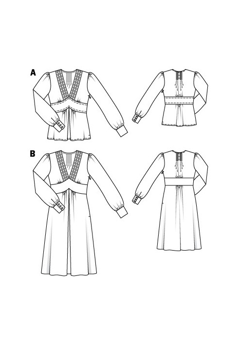 Выкройка Блуза силуэта ампир с глубоким вырезом (Burda 12/2011, № выкройки 106 A)