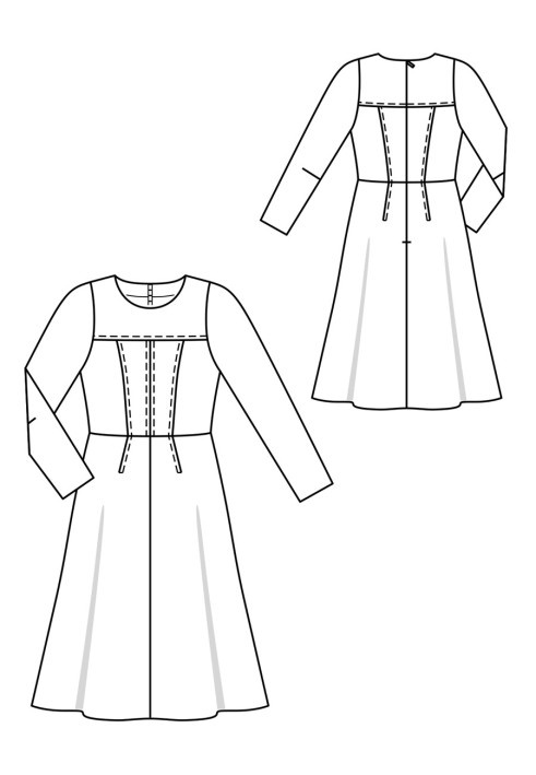 Pattern A cut-off dress with a bodice of an original cut (Burda 8/2020, pattern number 119)