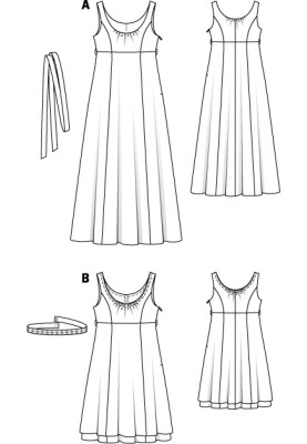 Выкройка Платье макси атласное силуэта ампир (Burda 12/2010, № выкройки 126 A)