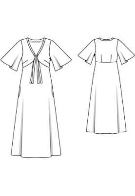 Pattern Long dress of empire silhouette with wide sleeves (Burda 12/2012, pattern number 131)