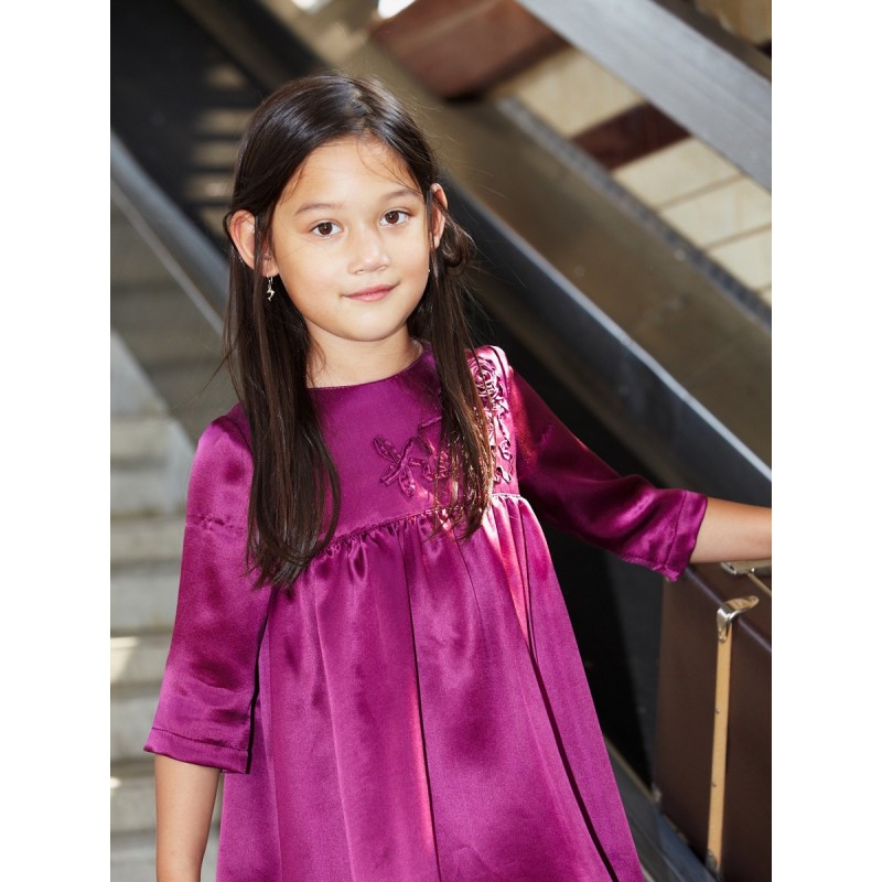 Pattern Satin dress with...