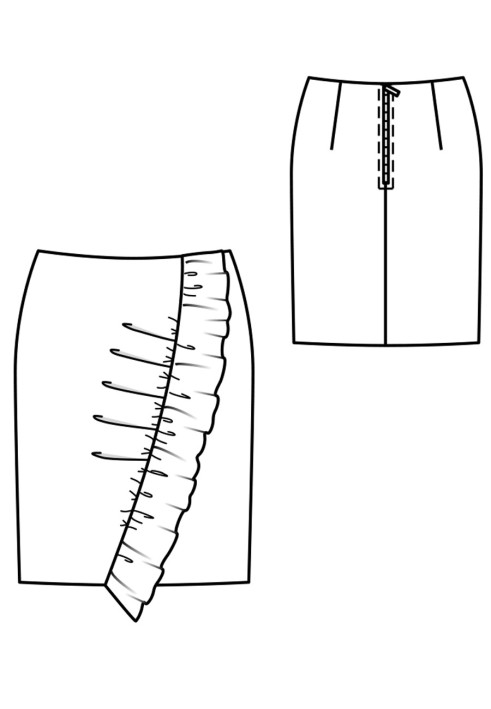 Pattern Mini skirt with drapery and frill (Burda 10/2017, pattern number 106)