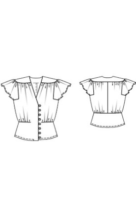 Pattern Blouse in retro style with winged sleeves (Burda 1/2011, pattern number 102)