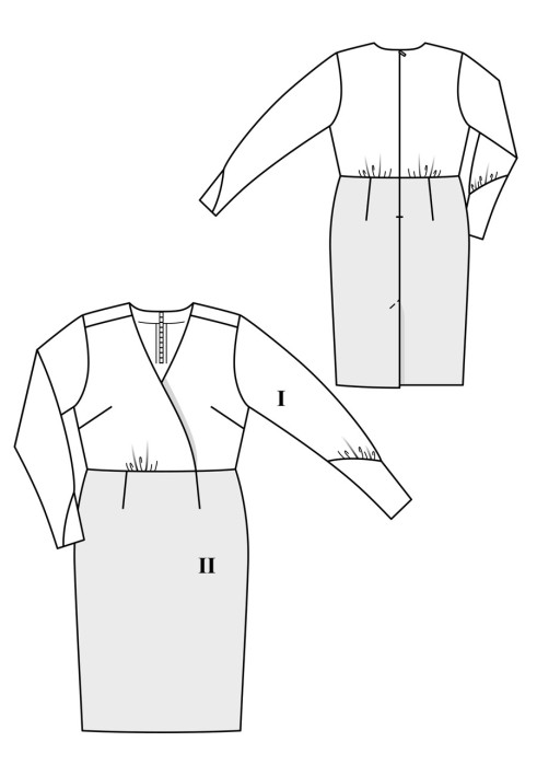 Pattern Sheath dress with a smell on the bodice (Burda 9/2019, pattern no. 125 B)