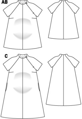 Выкройка Туника А-силуэта с рукавами реглан для беременных (Burda 2/2012, № выкройки 127 B)