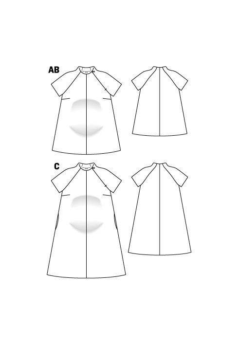 Викрійка Туніка А-силуету з рукавами реглан для вагітних (Burda 2/2012, № викрійки 127 B)