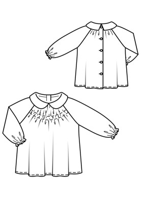 Pattern Blouse with turn-down collar and raglan sleeves (Burda 10/2017, pattern number 128)