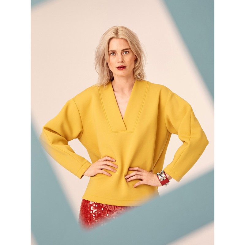 Pattern Pullover with wide...