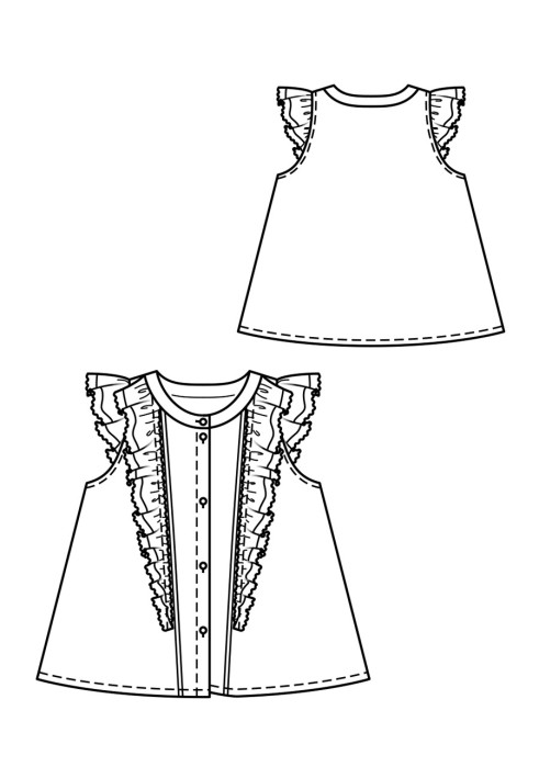 Pattern Blouse of a flared silhouette with frills (Burda 6/2020, pattern number 122)