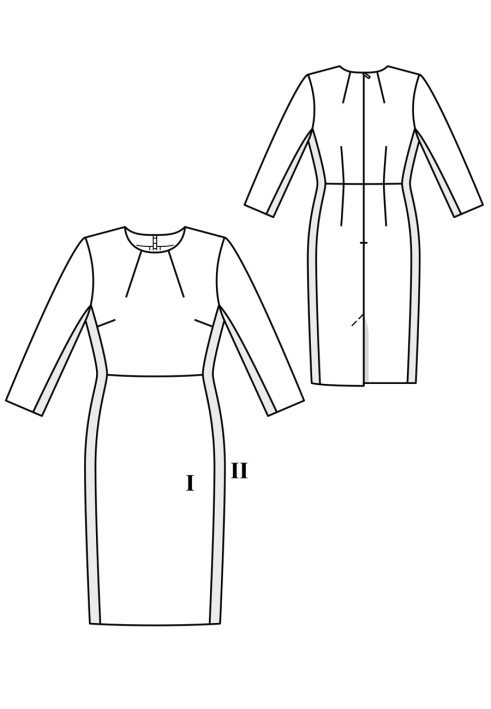 Pattern Dress-sheath with oblique folds (Burda 2/2019, pattern number 116)