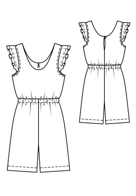 Pattern Short overalls with drawstring at the waist (Burda 6/2020, pattern number 102)