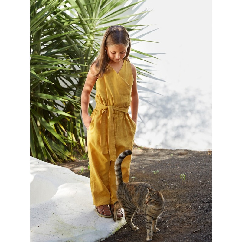 Pattern Linen overalls with...