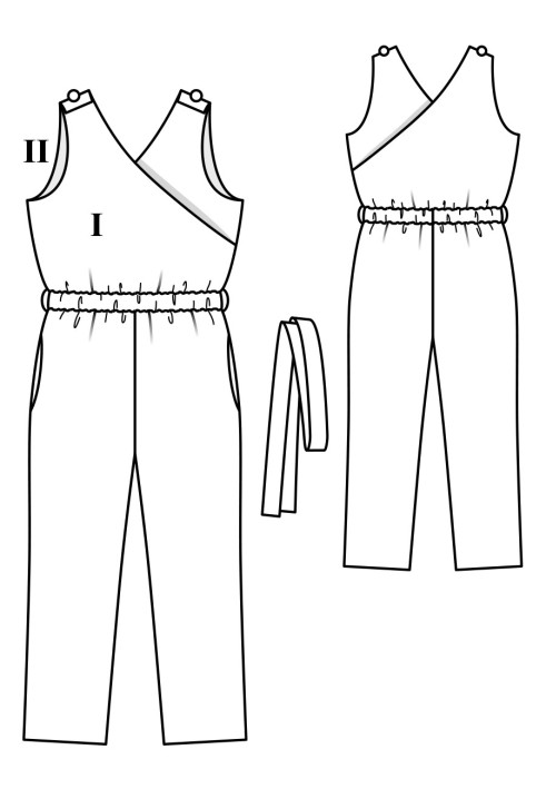 Pattern Linen overalls with a smell effect on the bodice (Burda 5/2019, pattern number 130)