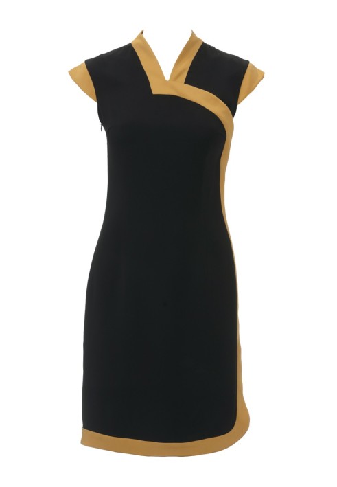 Pattern Sheath dress in Asian style with contrasting stripes (Burda 2/2012, pattern number 111)