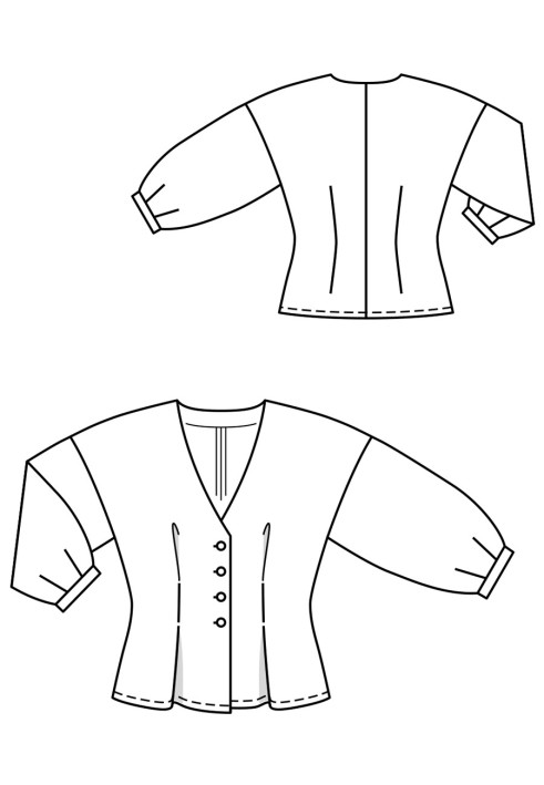 Pattern Blouse of a fitted cut with puffy sleeves (Burda 5/2019, pattern number 113 B)