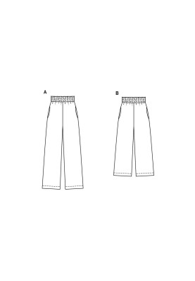 Pattern Straight-cut pants with a wide elastic waistband (Burda 1/2020, pattern number 6229 A)